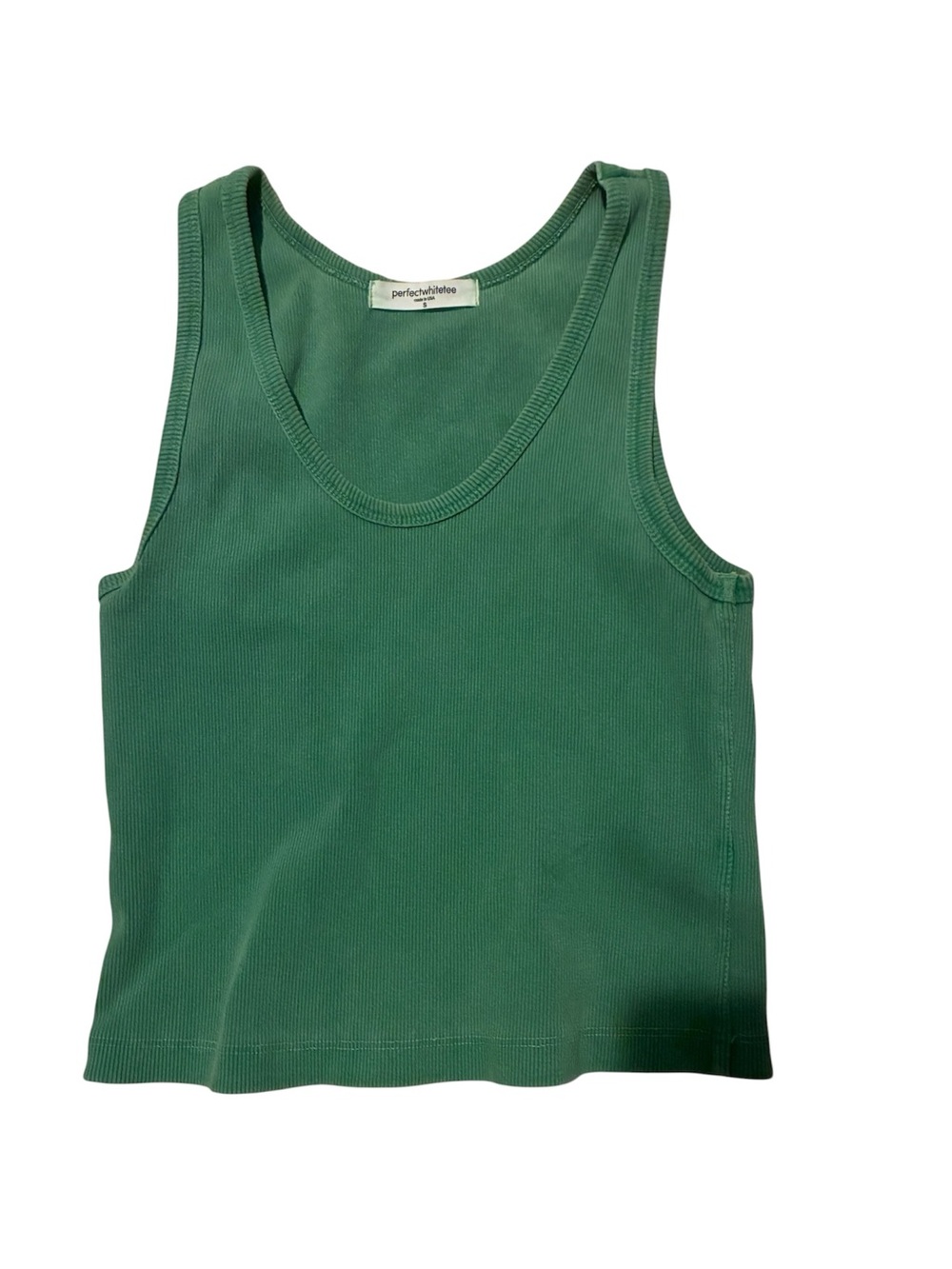 perfectwhitetee Green Ribbed Tank Top